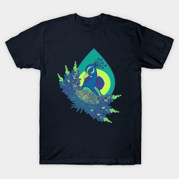 Floral Peacock T-Shirt by Visual_Discord